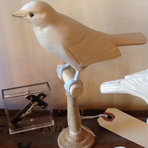 Hand carved bird on perch  - D. Luxe Home Nashville, TN